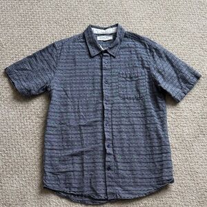 Ezekiel 100% Cotton Short Sleeve Button Down Shirt in Blue/Gray Stripe | Size L